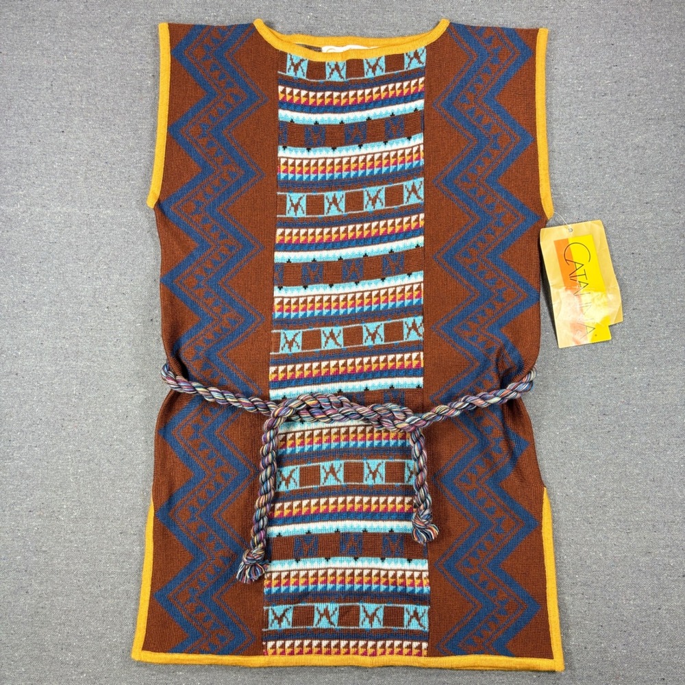 Vintage Catalina Jacquard knit vest NWT Deadstock Southwestern Aztec Sz S 70s
